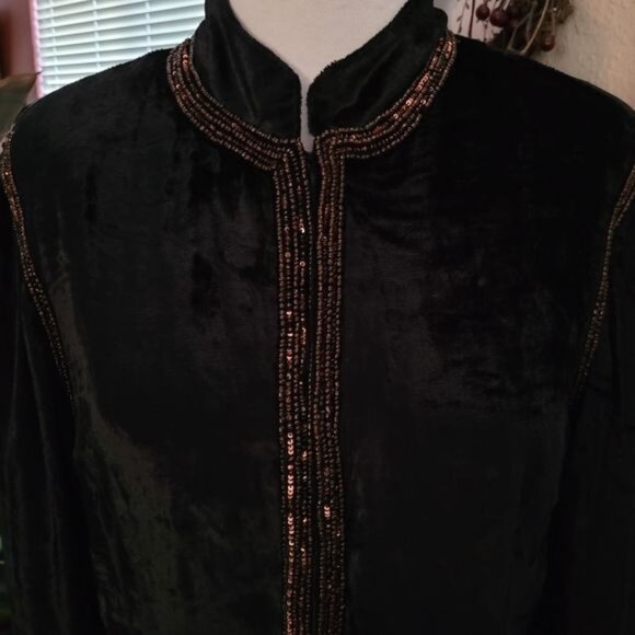 Soft Surroundings Velvet Jacket Blac Heavy Beading Beads Formal Small cute - Picture 2 of 9